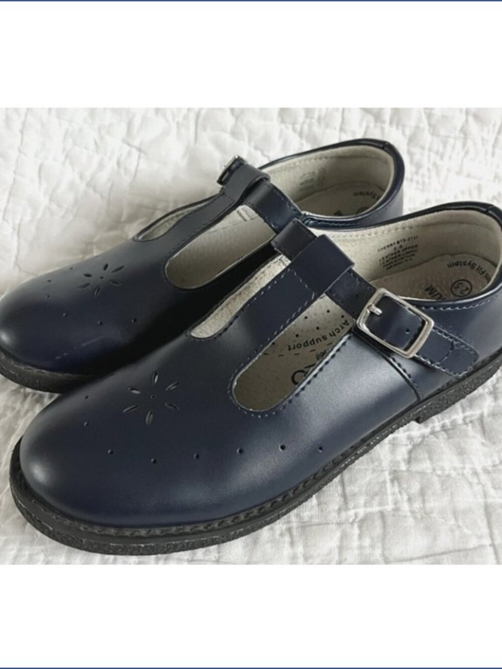 Footmates Sherry BTS 2731 Leather T-Strap Mary Jane Navy School Shoe Girls 2.5